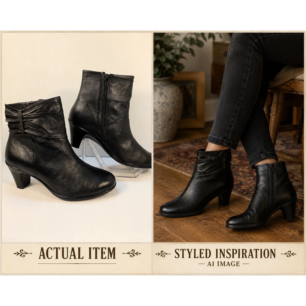 Softspots Leather Ankle Boots Womens Zip Up Black 7.5W NWOT Classic Comfort